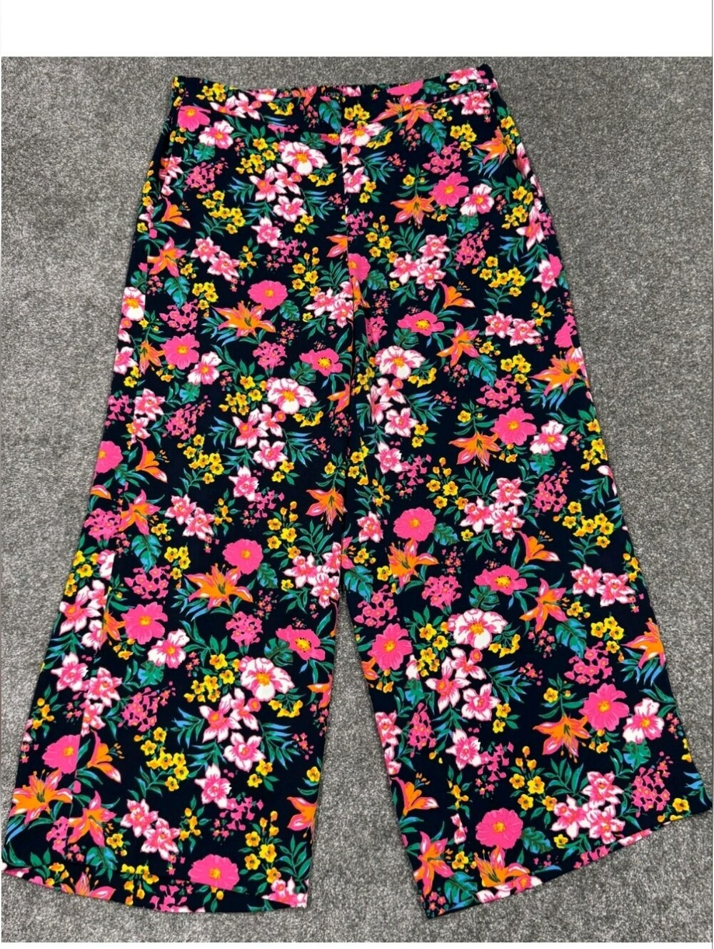 J Crew Jamie Wide Leg Navy Floral Pants Size 8